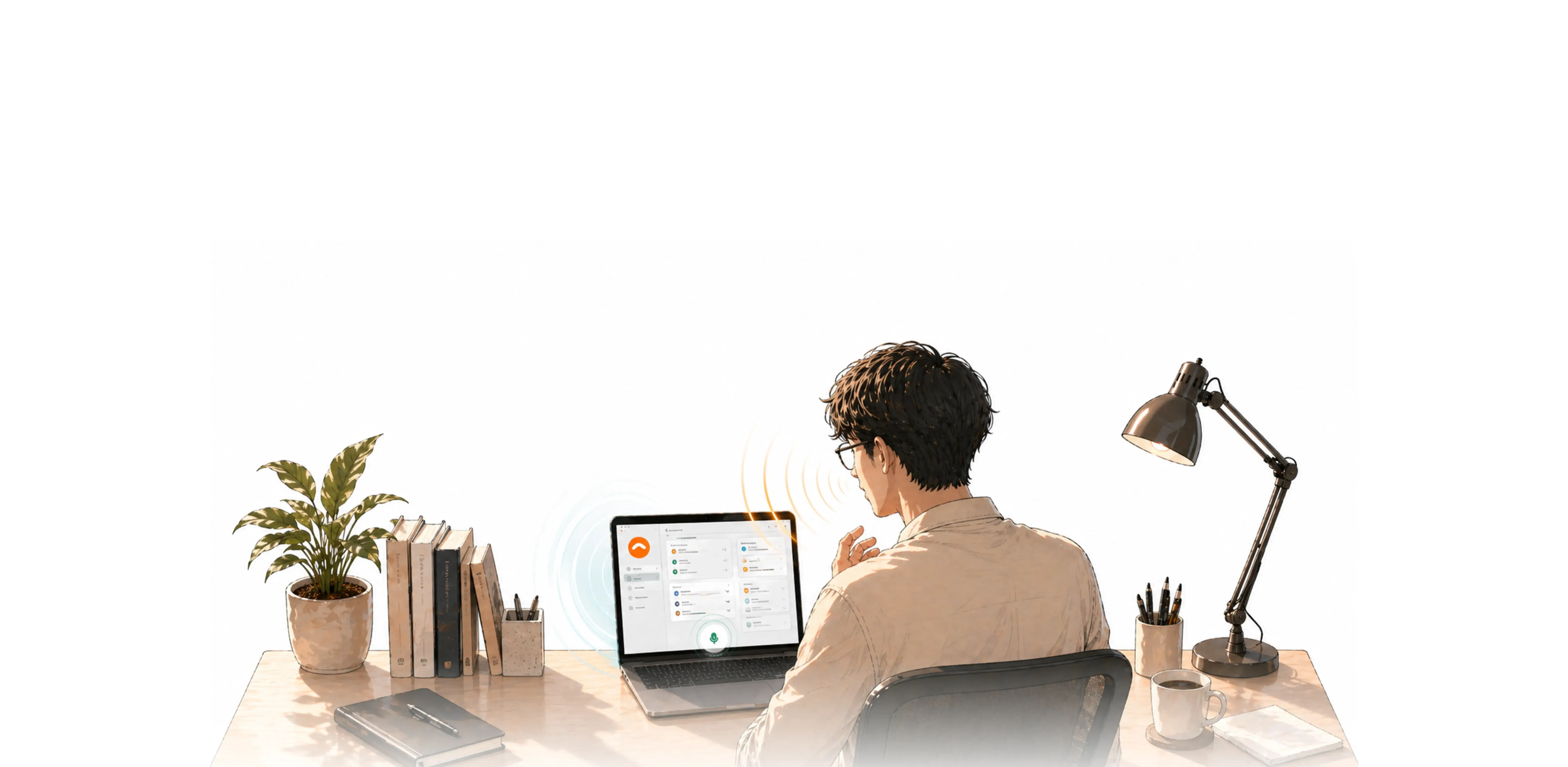 A person speaking to Lynx from the current desktop workflow